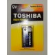 Батарейка TOSHIBA Alkaline 6LR61, 9 В BL1, тип крона, 1шт